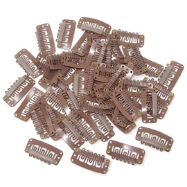 Hair Extension Clips, Metal Snap Clips for Hair Extensions and Wefts, Wig Clips Snap Clips U-shape with Soft Rubber, Hair Wig Clip for Hair Extensions DIY (40PCS BROWN)