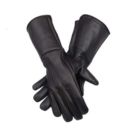 LEATHER LH HANDS Men's Medieval Renaissance Cosplay Unlined Gauntlet Genuine Leather Costume Gloves Black Small