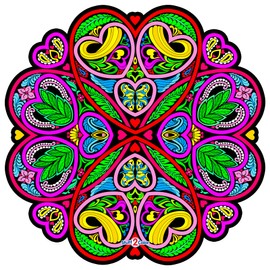 Stuff2Color Hearts Fuzzy Velvet Mandala - 20x20 Inches - Coloring Poster