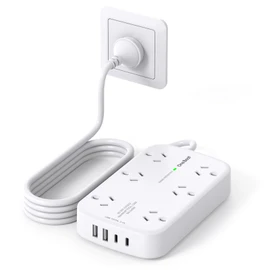 One Beat Surge Protected Power Board with 6 AC Outlets & 4 USB Ports (2×USB-C), 1.5M Extension Cord, AU Standard Travel Power Strip for Office, Dorm, Home Essentials