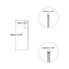 sourcing map Spiral Drill Bits Metal Micro Drill Bits HSS 0.45 mm W6542 20 mm Length for Copper Aluminium Pack of 10