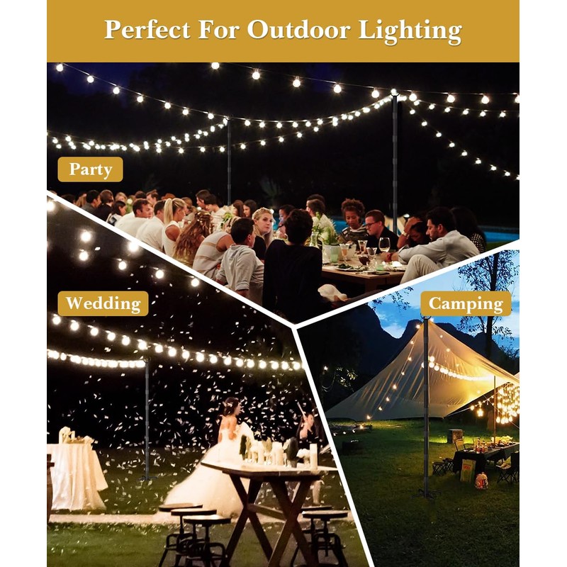 Tigerden 10Ft String Light Poles for Fence & Deck Railing,