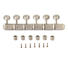 Premium Vintage Guitar Tuners Tuning Machines Peg Guitar Tuning Keys with Split Shaft for Strat/Tele/Jaguar Metal Oval Key Righty Relic Aged Nickel
