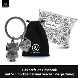 LANOLU Keyring Owl Cuddly Dough, Owl Gifts, Courage Gift, Lucky Charm Keyring Friendship Gifts, Owl I Need Is You, Vintage silver