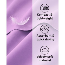 Fit-Flip Swimming towel - fast drying microfibre beach towel - ultra absorbent thin towels for travel, beach & gym - lightweight camping towel (1x 50x30cm, Pastel Violet)