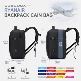COSCOOA Expandable Travel Backpack 20-30L,Cabin Size United Airlines Personal Item Bag 17x10x9 inch,Flight Approved Underseat Ryanair 40x20x25 CM Carry on Luggage Bag,Mochila de Viaje