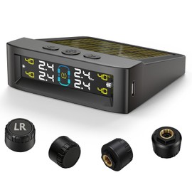 ZYCAPATP Wireless TPMS Tire Pressure Monitoring System, Real-Time Tire Pressure & Temperature Monitor with 4 External Sensors, 6 Alarm Modes, USB-C & Solar Powered for SUV, RV, Truck, Jeep, 0-98 PSI