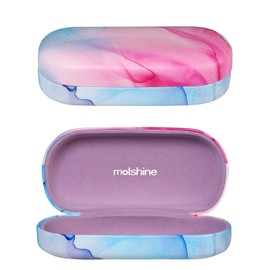 molshine Sunglasses Case Hard Shell Leather Classic Large Glasses Case for Men and Women Sunglasses, Pale Pink Purple