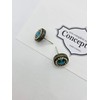 circle green-crystal stud earrings with 925 silver post for women