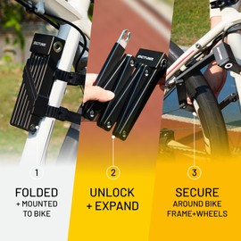 Sigtuna 2025 Updated Compact Folding Bike Lock, Hardened Steel, Lightweight with Easy Mounting, Foldable Lock for Bicycle, Electric Bike, Baby Stroller, Outdoor Equipments - Black