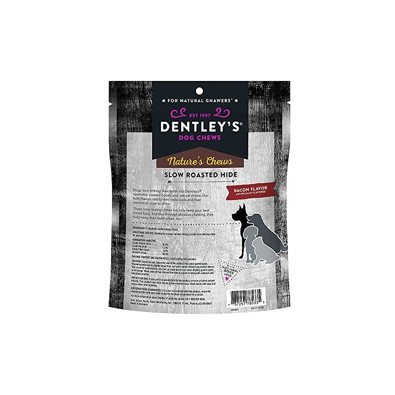 Dently Nature`s Chews Slow Roasted Hide Bacon Flavor for Heavy