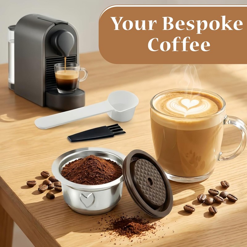 Reusable Coffee Pods Kit, 80ml Stainless Steel Coffee Capsule with