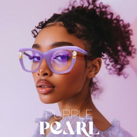Zeelool Stylish Cat Eye Pearl Glasses Frame for Women with Non-prescription Clear Lens ZJGX957054-04 Pink