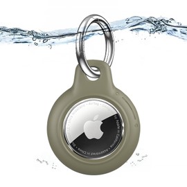 YOKRWO 1 Pack for Airtag Holder, Waterproof for Air Tag Case with Keychain, PC Hard Shell Swivel Buckle, for Airtags Accessories Suitable for Tracking, Bags, Luggage, Keys, Olive Green