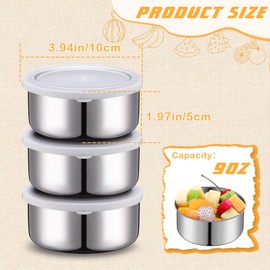 Yiyiring 24 Pack 9 oz Stainless Steel Container Stainless Steel Snack Containers with Lids Metal Food Storage Containers Leak Proof Metal Lunch Box