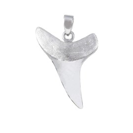 Sterling Silver Hawaiian Shark Teeth Pendant Necklace With 18” Silver Chain, A6108