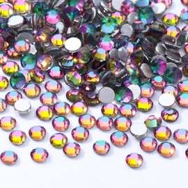 MEIBITE Meibite Green Volcano Flatback Rhinestones, Glass Rhinestones for Nail Art and Craft, Glue Fix, Loose Crystal Gemstones(Green Volcano, SS4, 2880pcs, 1.5-1.7mm)