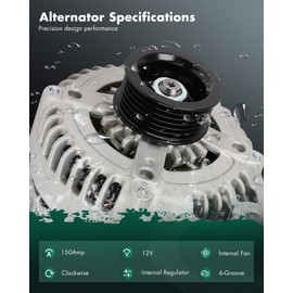 SCITOO Alternator Fits for Toyota for Camry 3.0L 2004-2006, for Camry 3.3L 2004-2006, for Highlander 3.3L 2004-2007, for Solara 3.3L 2004-2008 12V 150Amp High-output CW 6-Groove 13981 104210-3450