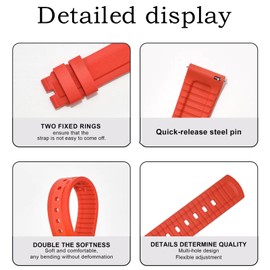 Aoeiwv FKM Rubber Watch Strap Double Textured Brushed Fluororubber 20mm 22mm Quick Release Soft Durable Breathable FKM Rubber Strap Universal Replacement Band for Men Women