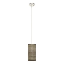 Hunter - Solhaven 1-light Warm Grey Oak, Mini Pendant Light, Dimmable, Modern Style, Cylinder Shaped, for Bedrooms, Kitchens, Dining, Living Rooms - 19241