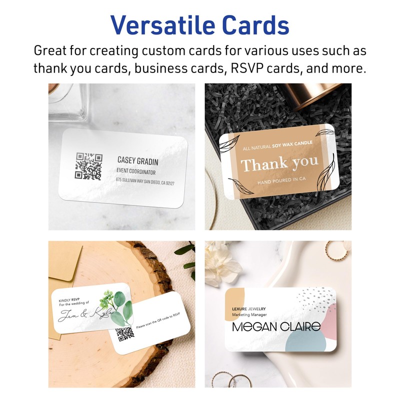 Avery Printable Rectangle Rounded Corner Business Cards, Sure Feed Technology,