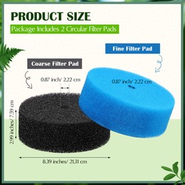 Rossesay 2 Pack Pond Replacement Filter Pads Coarse and Fine Filter Pads Pond Filter Pads Small Pond Filters for Outdoor Ponds Water Aquarium Fountain Compatible with Qfp900 and Qfp1250Uv