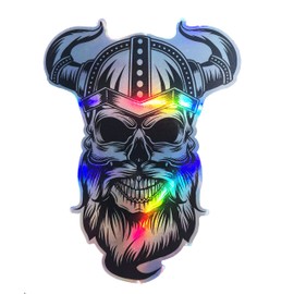 WickedGoodz Horned Helmet Warrior Viking Skull Holographic Vinyl Decal - Norse Sticker - Scandinavian Decal