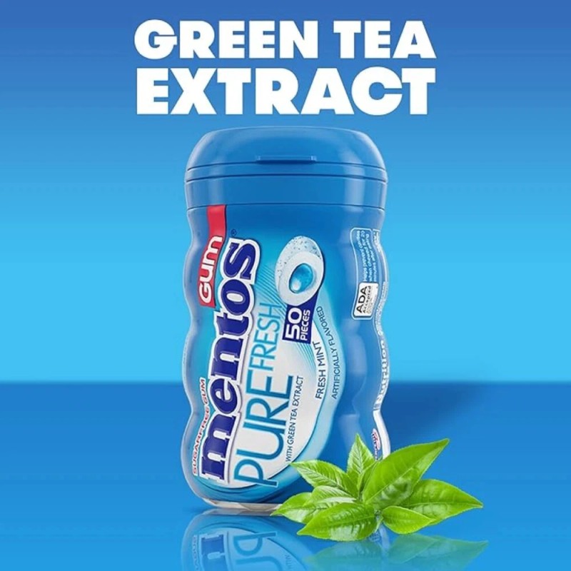 Mentos Pure Fresh Sugar-Free Chewing Gum with Xylitol,Fresh Mint,Pack of