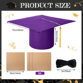 2025 Graduation Cap Car Decoration Kit, 28 Inch Class of 2025 Giant Graduate Hat with Tassel, Felt Graduation Accessories(Purple)