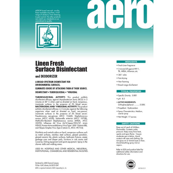 Akashic Herb Co. Inc. Aero Linen Fresh, Surface Disinfectant and Deodorizer Spray, 17oz can - Box of 12