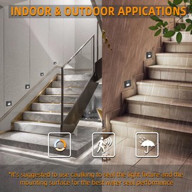 Jandov 4 Pack Motion Sensor Stair Lights Indoor Outdoor,Dimmable Motion Activated Step Lamp 3000K/4000K/6000K,Hardwired 120V 3W IP65 Waterproof Outside Stairway Light,Led Staircase Lights- Black