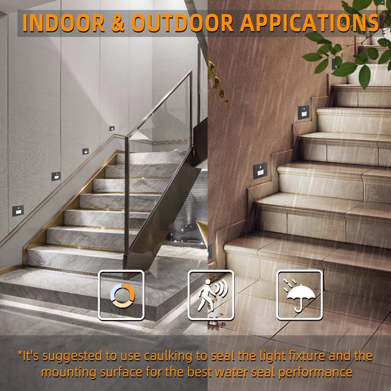 Jandov 4 Pack Motion Sensor Stair Lights Indoor Outdoor,Dimmable Motion