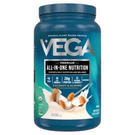 Vega All in One Nutrition Organic - 20g Plant-Based Pea Protein, Coconut Almond, 18 Servings, Vitamins A & C, Probiotics, Greens, Vegan, Keto, Gluten Free, 24.3oz (Packaging May Vary)