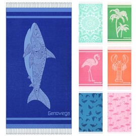 Oversized Cotton Turkish Beach Towels 72"x36" Lightweight Quick Dry Sandless Pool Swim Towel Large No Sand Compact Blanket Adult Travel Essentials Cruise Accessories Must Haves Blue Shark