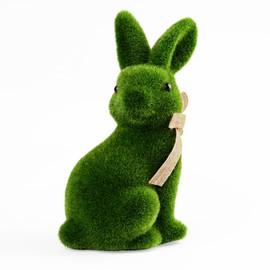 Qukou Moss Easter Bunny Home Decor, Artificial Moss Rabbit for Easter Decorations,Cute Bunny Figurines as Spring Decor