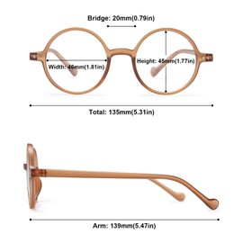ABETOS Retro Round Blue Light Blocking Reading Glasses Circle Frame Readers for Women Men Computer Eyeglasses, Brown 3.0