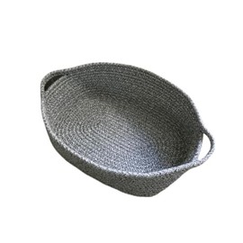 GIFTEXPRESS Gray Woven Basket - 15" x 10" x 5" Cotton Rope Organizing Baskets for Baby Items or Cat & Dog Toys - Cute Soft Gift Storage Bin w/Handles