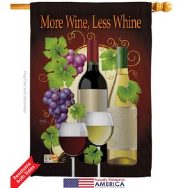 Breeze Decor Wine More Wine, Less Whine House Flag Set Beverages Drink Fruits Cheese Sangria White Red Rose Dessert Sparkling Small Decorative Gift Yard Banner Double-Sided Imported 28 X 40