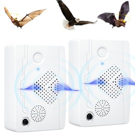 2 Pack Ultrasonic Bat Repellent to Keep Bat Away for Attic Porch House, Bat Exclusion Device Indoor, Bat Away System, Bat Be Gone, Animal Deterrent for Bat, Friendly to Human & Pet, White