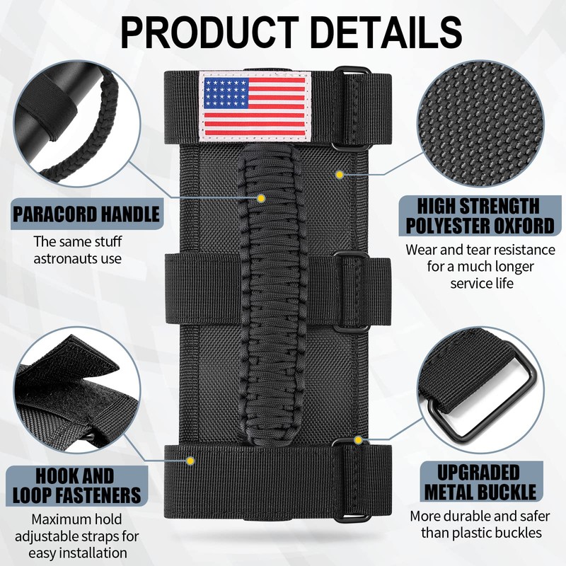 moveland 4 Pack Roll Bar Grab Handles, Paracord Grip Handles