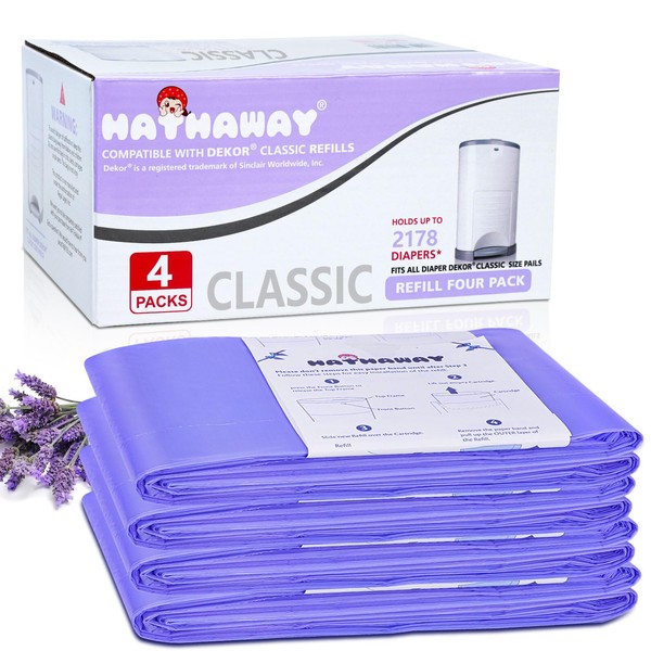 Refills Compatible with Dekor Classic Diaper Pail Refills 4 Pack