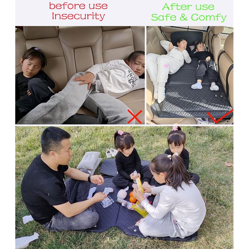 Non-Inflatable Car Mattress, Portable Car Back Seat Folding Bed, Car