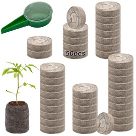 ZeeDix 50 Pcs (40mm) Peat Pellet Fiber Soil Plant Seed Starters - Plugs Pallet Seedling Soil Block, Seed Fertilizer Nutrient Block Compressed Peat Block for Grow Herbs, Plant,Flowers and Vegetables
