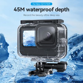TELESIN 60 m Waterproof Housing Case for GoPro Hero 13 Hero 12 Hero 11 Hero 10 Hero 9 Black, 60 M/200 FT Protective Underwater with Bracket and Mounting Screws for Go Pro Black