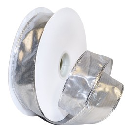 Morex Ribbon Gleam Wired Metallic Sheer Ribbon, 1.5-in x 50-Yd, Silver, 7417.40/50-631