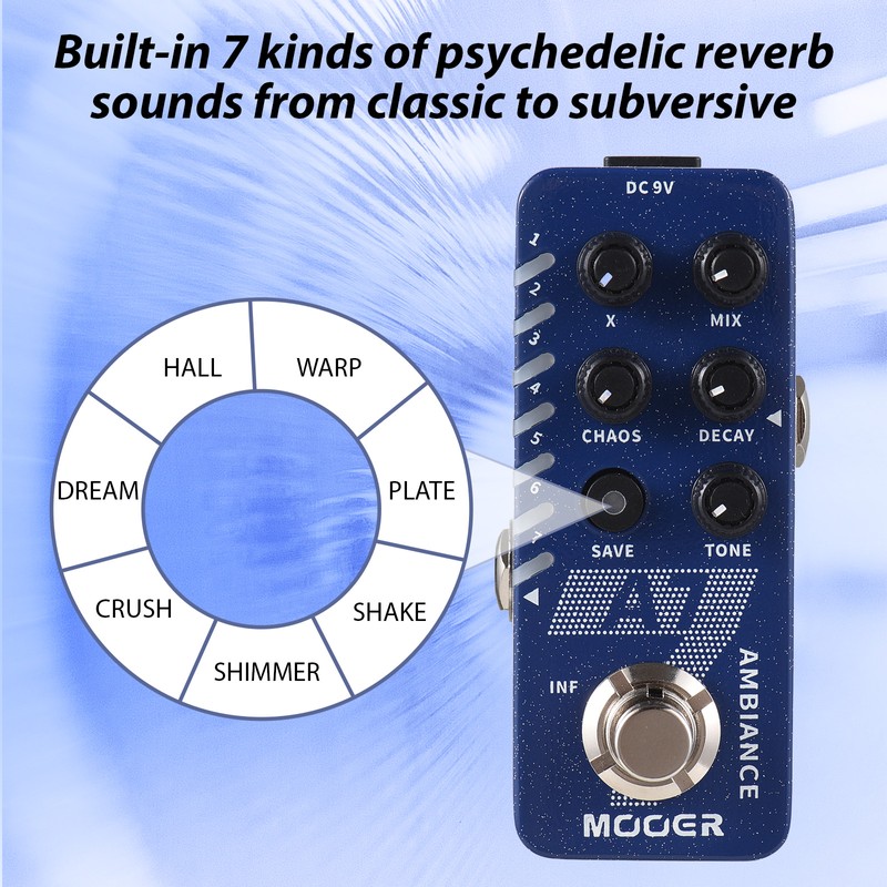 MOOER Guitar Ambiance Reverb Pedal Electric Guitar Effects Pedal 7