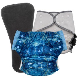 Special Needs Big Kids' Protective Briefs: Nighttime Cloth Diaper Set for Incontinence & Bedwetting, Age 6-16 Years (Marble, Junior 2)