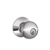 SCHLAGE F51A ORB 625 Orbit Knob Keyed Entry Lock, Bright