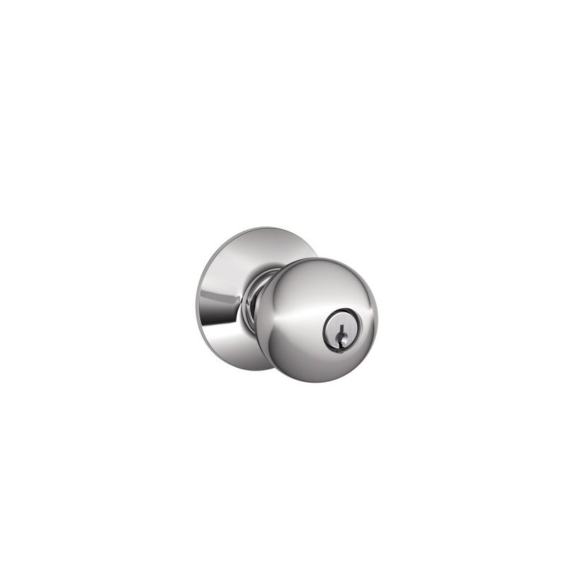 SCHLAGE F51A ORB 625 Orbit Knob Keyed Entry Lock, Bright