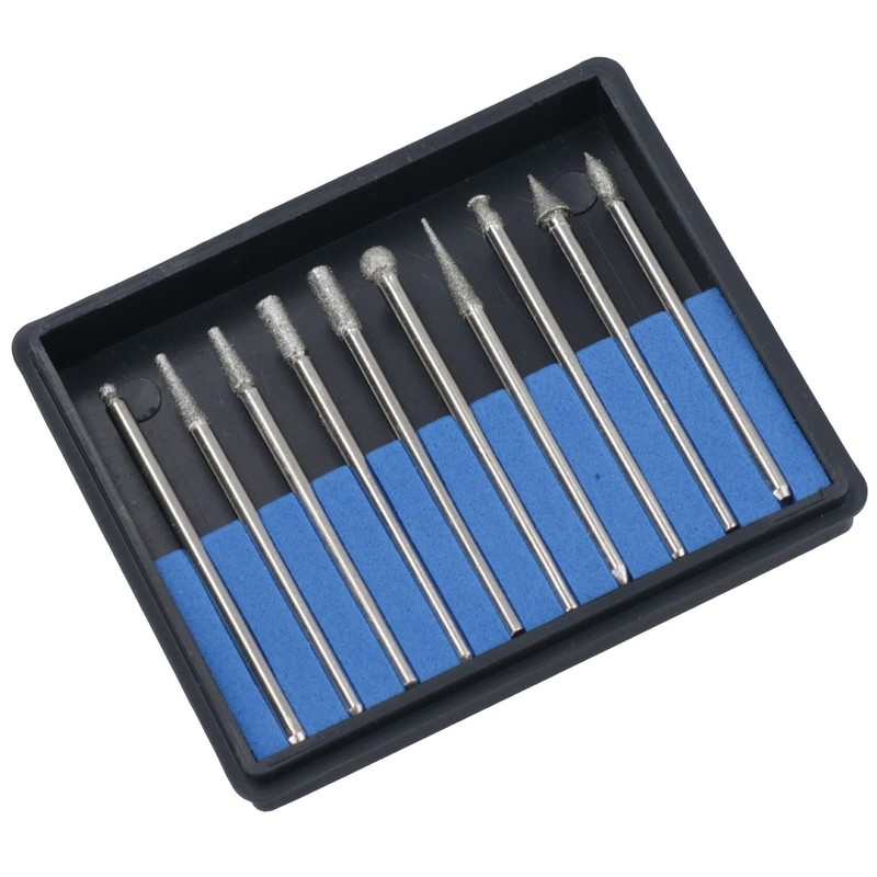 10pc Diamond Burr Engraver Engraving Set Rotary Tool 150 grit